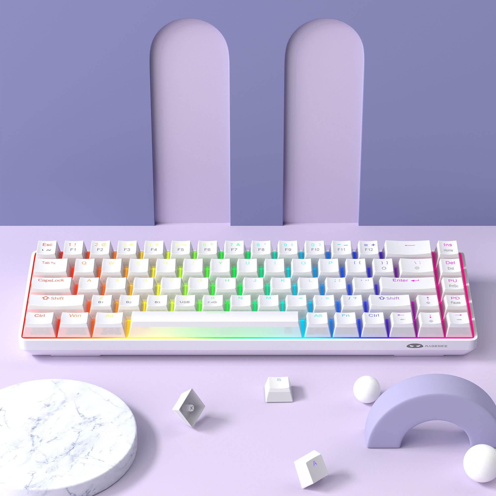 Foto 7 | Teclado Mecánico Para Juegos Magegee Portable Con Interruptor Rojo 60% Rgb - Venta Internacional.