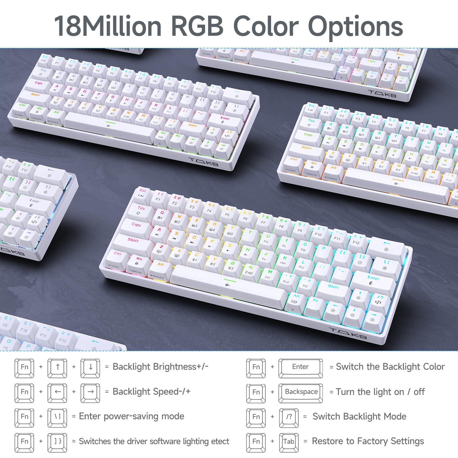 Foto 7 pulgar | Teclado Mecánico Inalámbrico Para Juegos Dierya Dk63 60% - Venta Internacional.