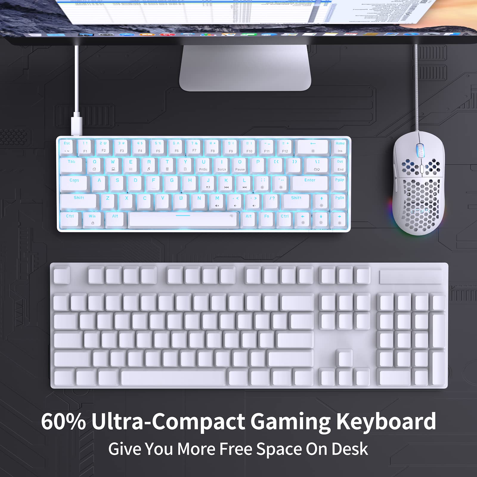 Foto 3 pulgar | Teclado Mecánico Para Juegos Dierya T68se De 68 Teclas Blanco - Venta Internacional.