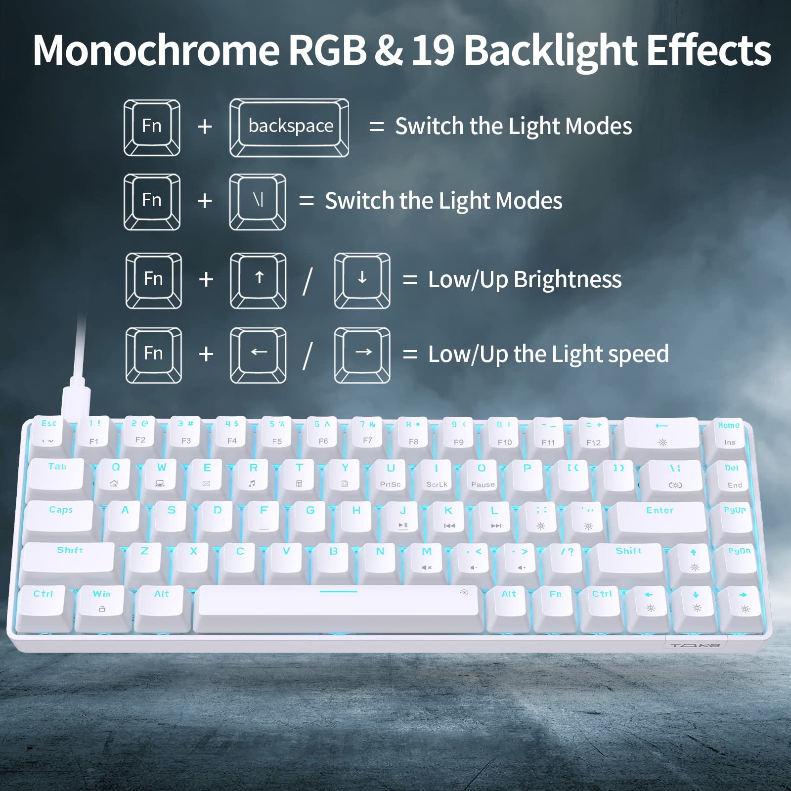 Foto 6 pulgar | Teclado Mecánico Para Juegos Dierya T68se De 68 Teclas Blanco - Venta Internacional.