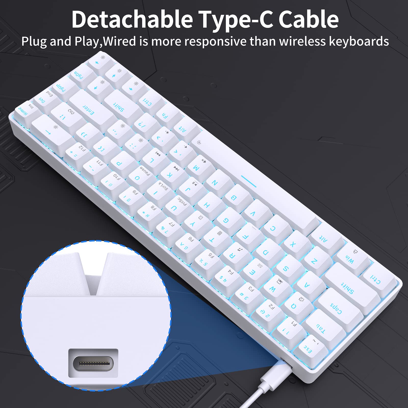 Foto 7 pulgar | Teclado Mecánico Para Juegos Dierya T68se De 68 Teclas Blanco - Venta Internacional.