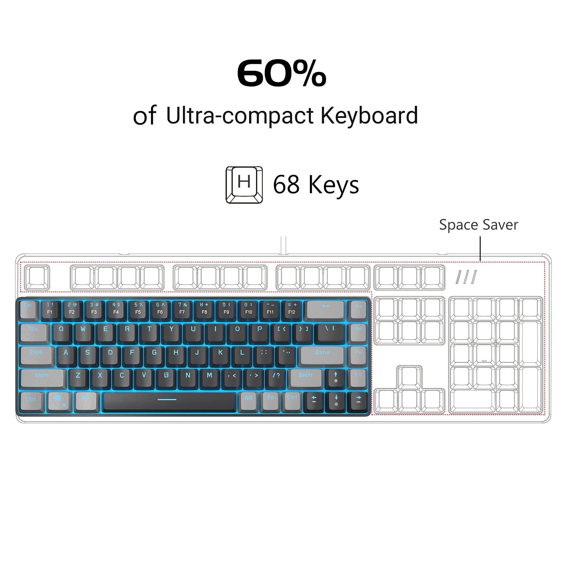 Foto 2 | Teclado Mecánico Para Juegos Magegee Mk-box 68 Teclas Negro/gris - Venta Internacional.
