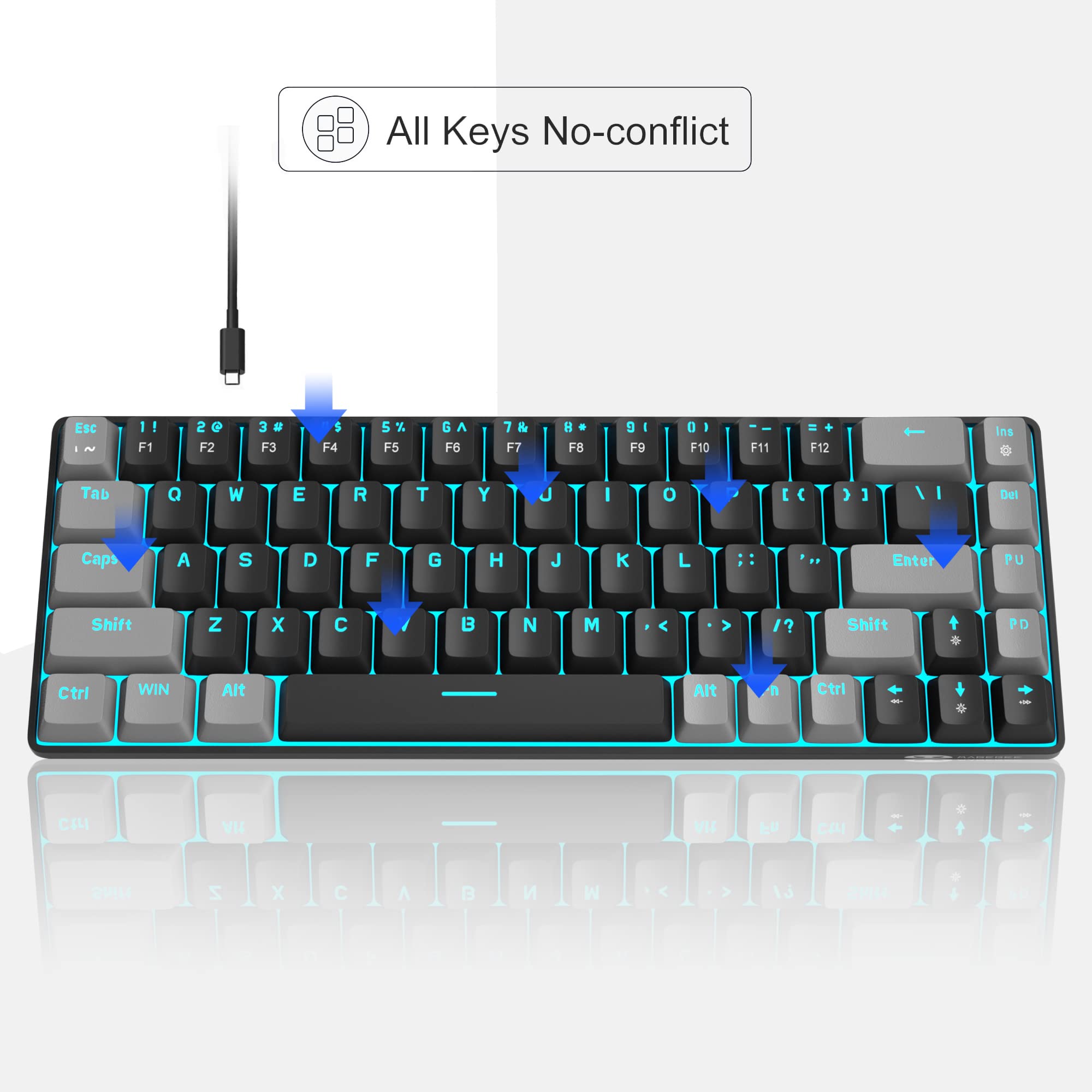 Foto 4 | Teclado Mecánico Para Juegos Magegee Mk-box 68 Teclas Negro/gris - Venta Internacional.