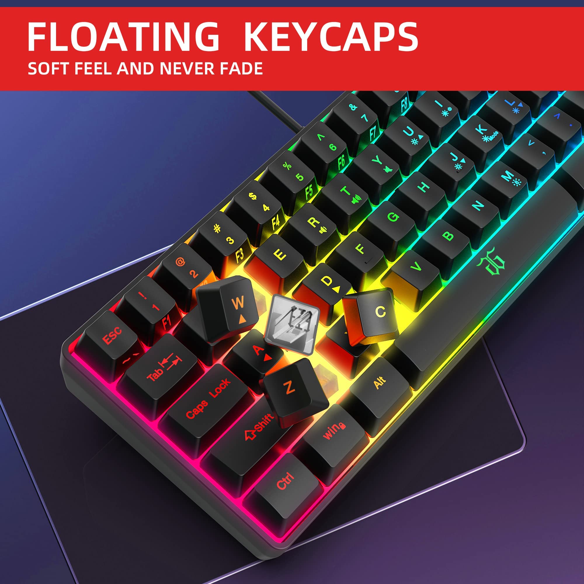Foto 6 pulgar | Teclado Para Juegos Snpurdiri, 60% Cableado, Retroiluminado Rgb, Resistente Al Agua - Venta Internacional.
