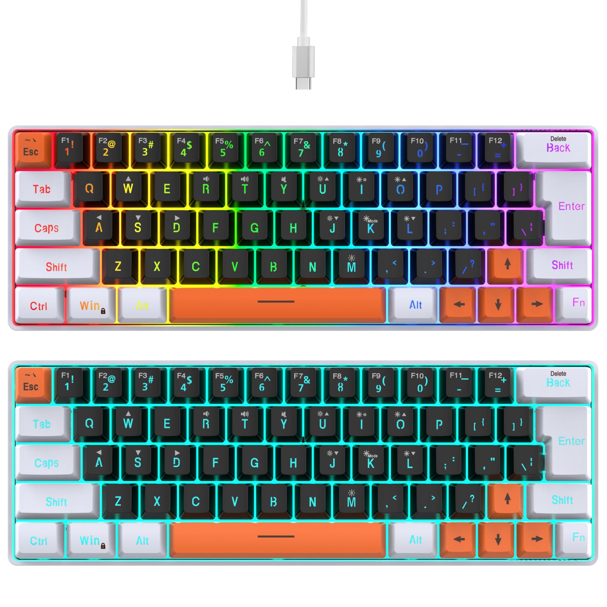 Foto 6 pulgar | Teclado Para Juegos Snpurdiri, 60% Cableado, Retroiluminado Rgb, 63 Teclas - Venta Internacional.