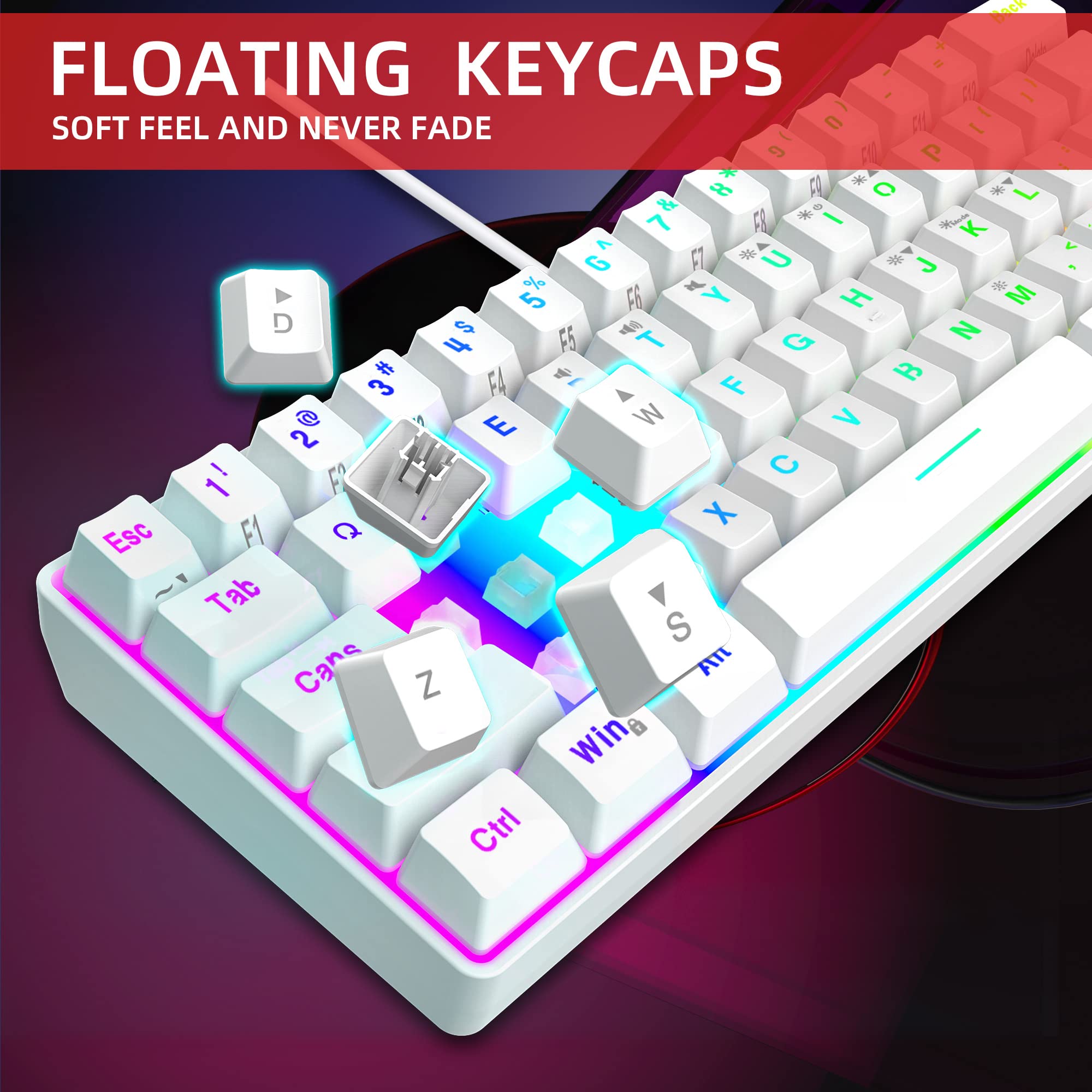 Foto 5 pulgar | Teclado Snpurdiri Alambrico Retroiluminado Rgb Blanco - Venta Internacional