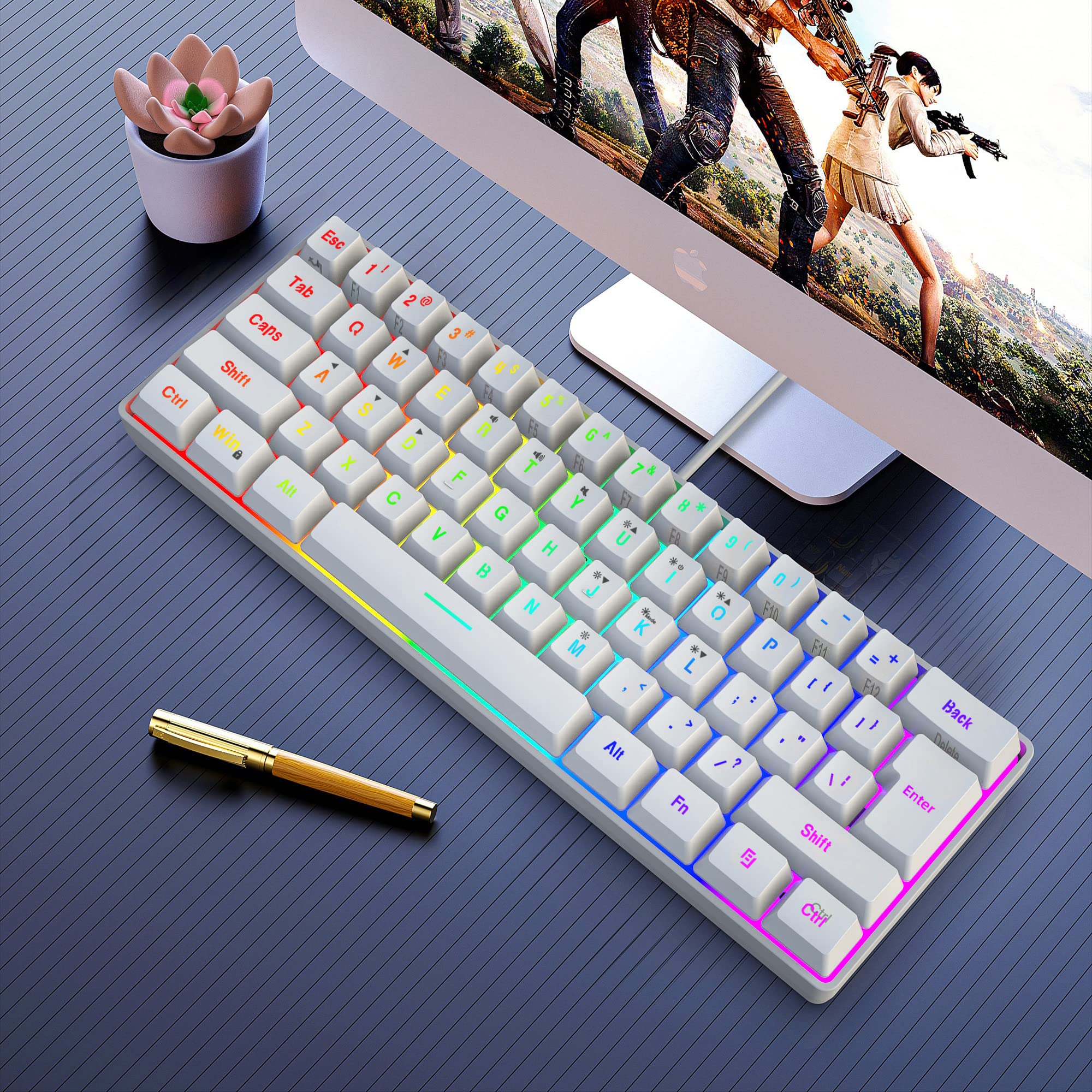 Foto 7 pulgar | Teclado Snpurdiri Alambrico Retroiluminado Rgb Blanco - Venta Internacional