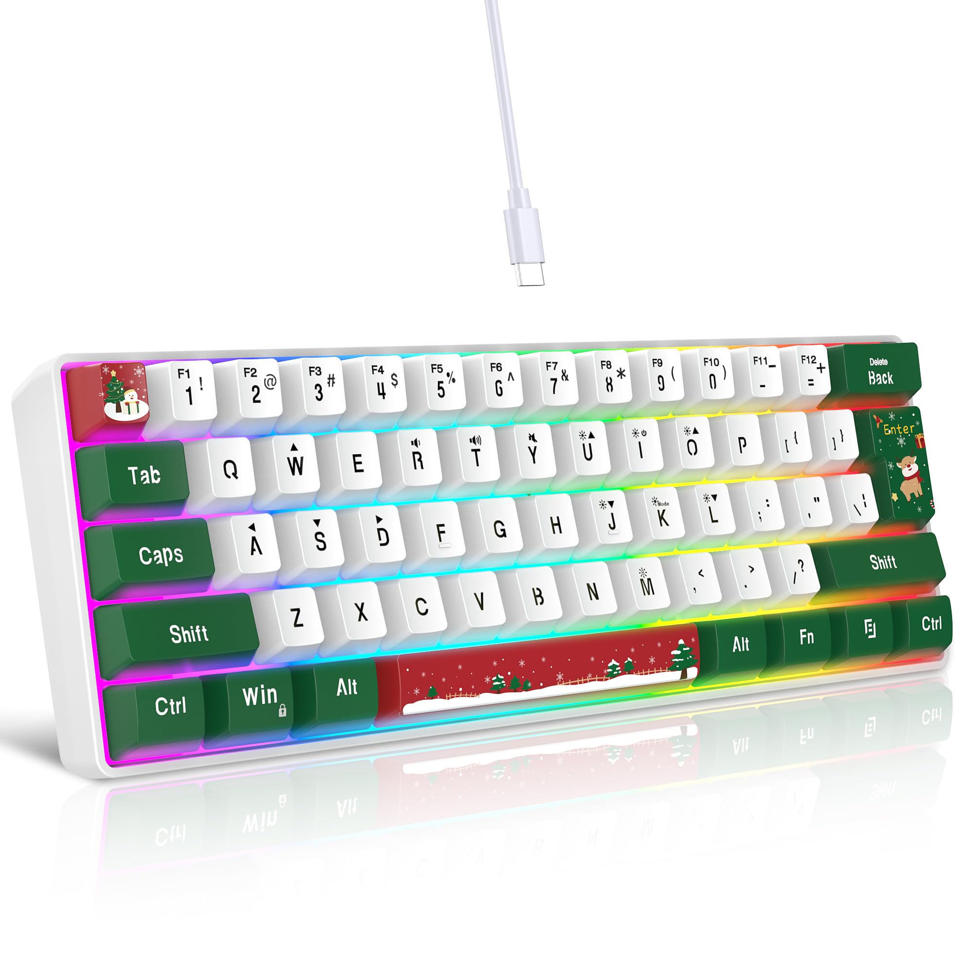 Foto 2 pulgar | Teclado Para Juegos Snpurdiri, 60% Cableado, Retroiluminado Rgb, 61 Teclas - Venta Internacional.
