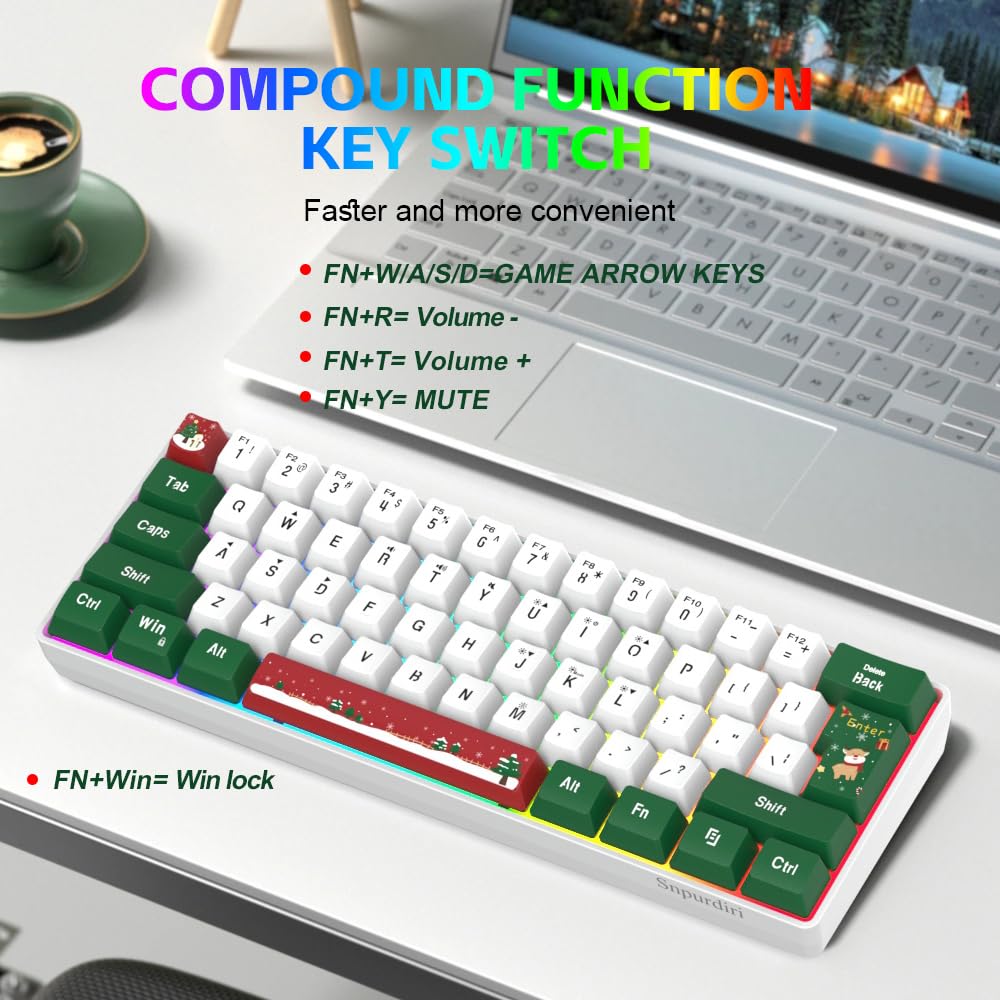 Foto 5 pulgar | Teclado Para Juegos Snpurdiri, 60% Cableado, Retroiluminado Rgb, 61 Teclas - Venta Internacional.