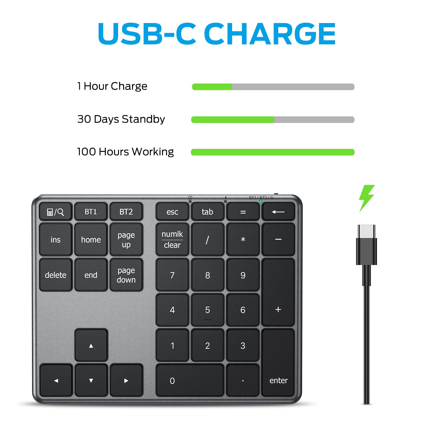Foto 3 | Teclado Numérico Bluetooth Iclever Kp10 De Aluminio Para Múltiples Dispositivos - Venta Internacional.