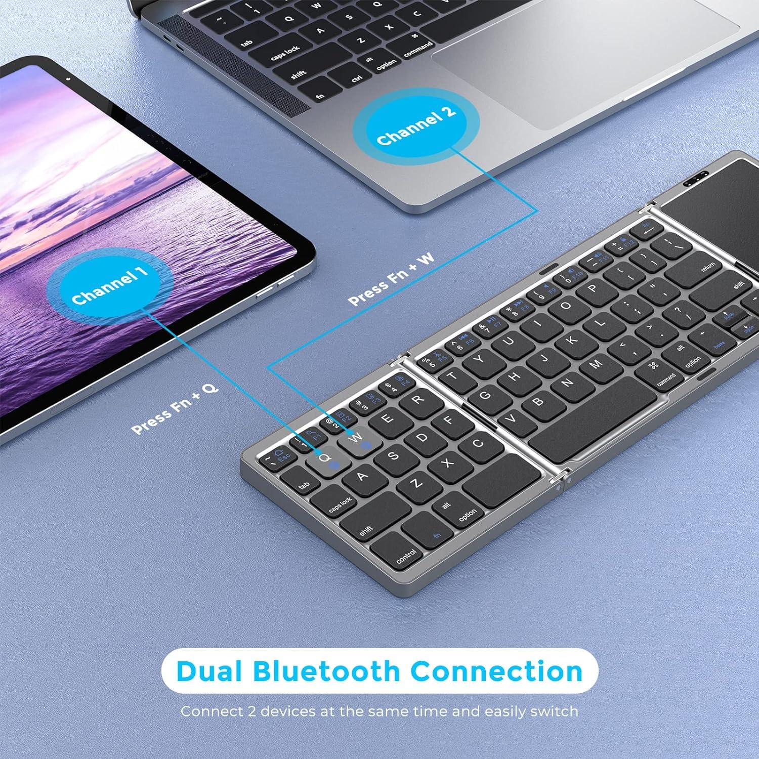 Foto 3 pulgar | Teclado Bluetooth Plegable Seenda Tri-plegable Con Panel Táctil - Venta Internacional.