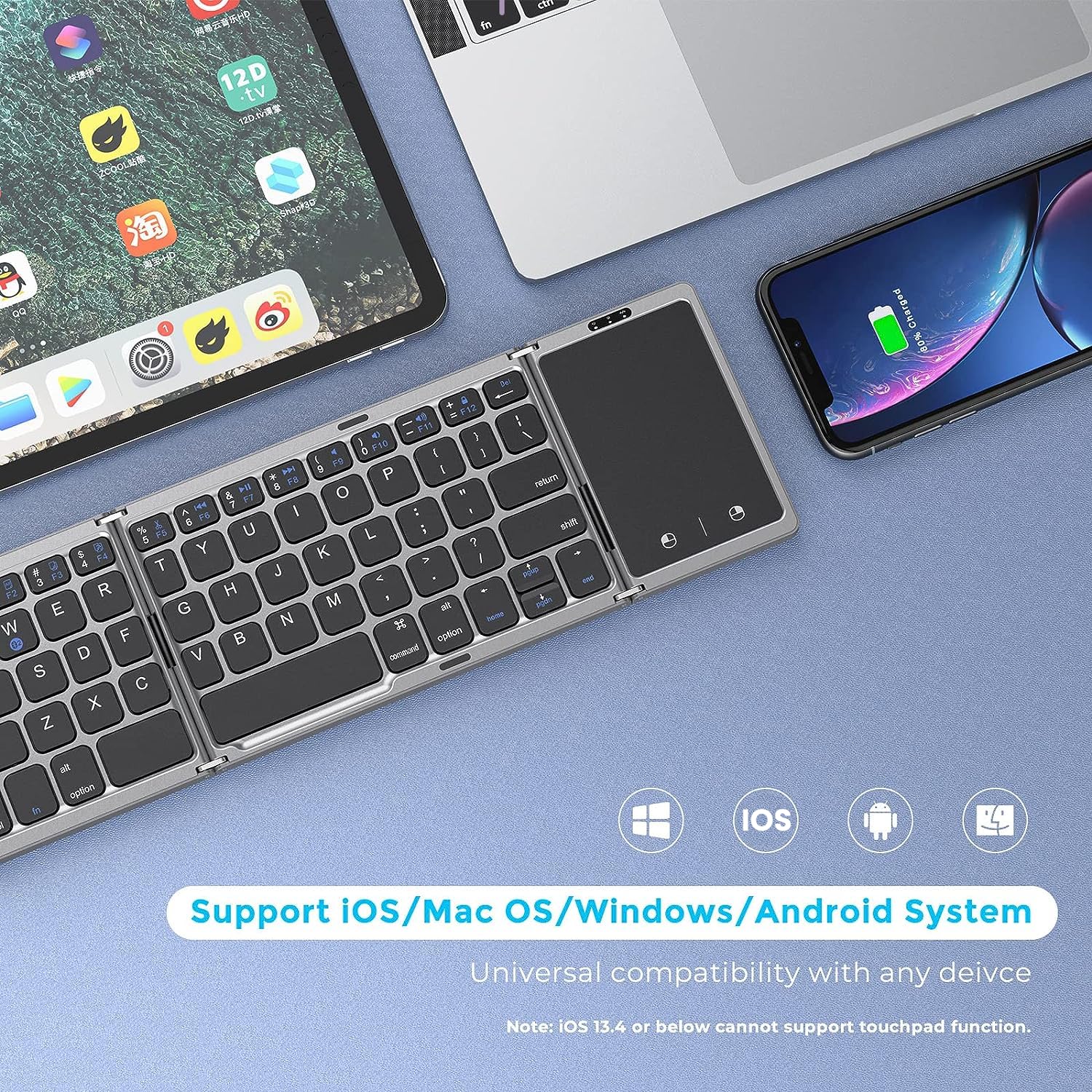 Foto 5 pulgar | Teclado Bluetooth Plegable Seenda Tri-plegable Con Panel Táctil - Venta Internacional.
