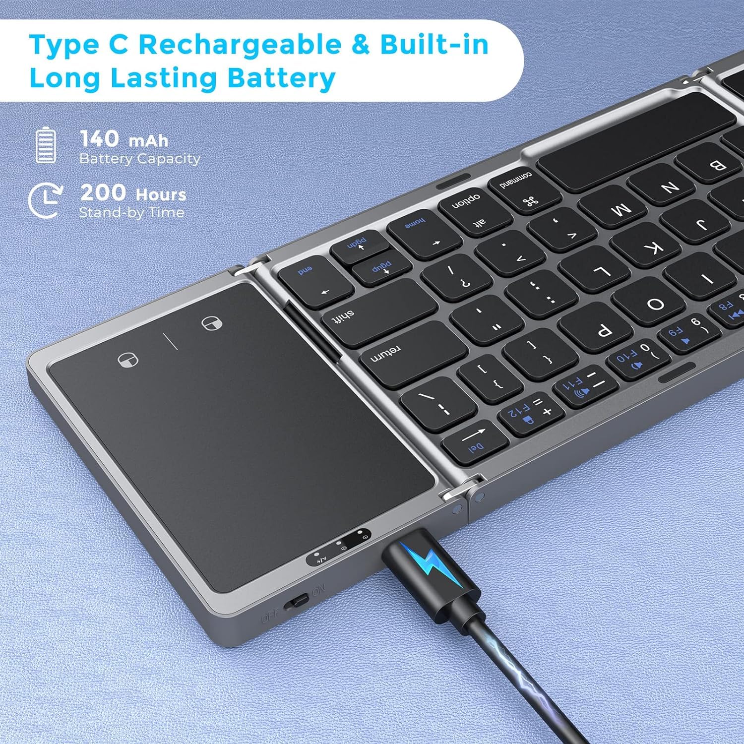 Foto 7 pulgar | Teclado Bluetooth Plegable Seenda Tri-plegable Con Panel Táctil - Venta Internacional.