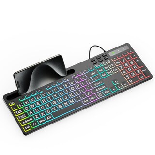 Foto 1 | Teclado Marvo Wk712 Con Letra Grande, Retroiluminado, 7 Colores, Cable Usb - Venta Internacional.