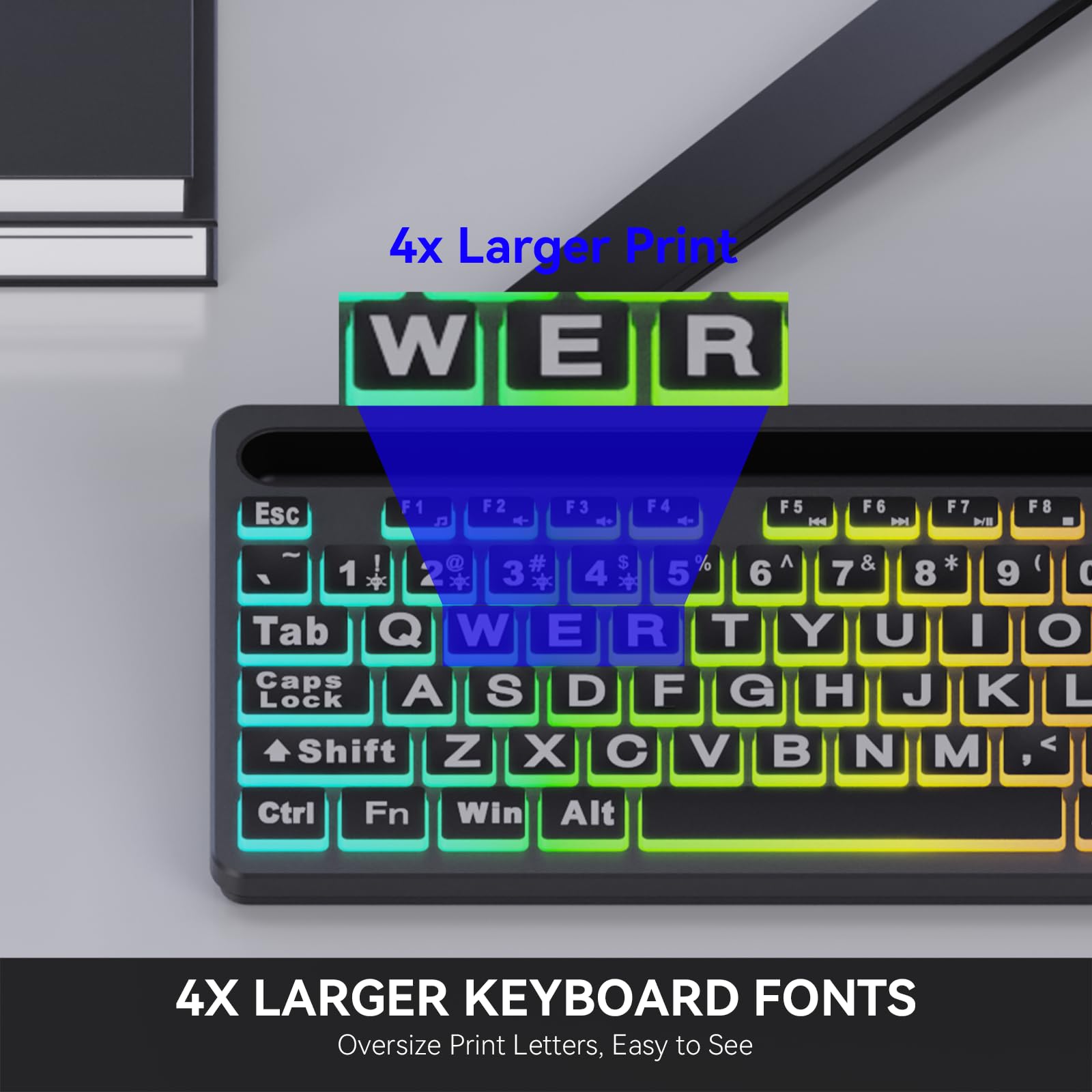 Foto 2 | Teclado Marvo Wk712 Con Letra Grande, Retroiluminado, 7 Colores, Cable Usb - Venta Internacional.