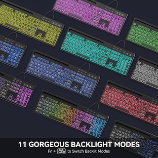 Foto 4 | Teclado Marvo Wk712 Con Letra Grande, Retroiluminado, 7 Colores, Cable Usb - Venta Internacional.
