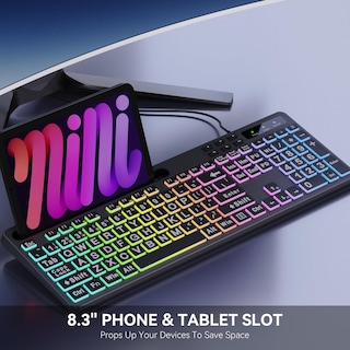 Foto 5 | Teclado Marvo Wk712 Con Letra Grande, Retroiluminado, 7 Colores, Cable Usb - Venta Internacional.