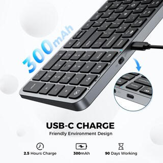 Foto 3 | Teclado Bluetooth Iclever Bk20 Con Teclado Numérico Recargable - Venta Internacional.