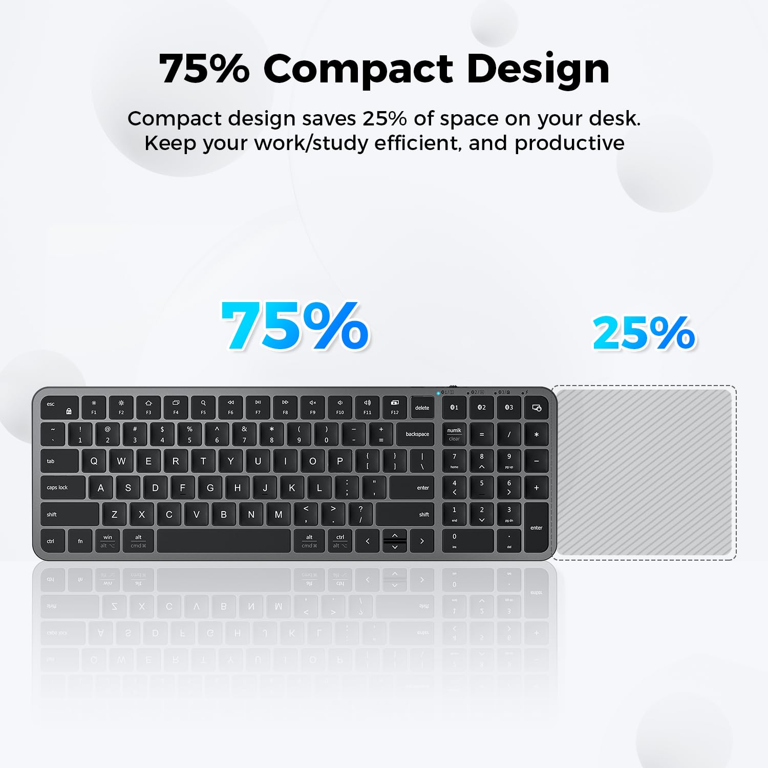 Foto 5 | Teclado Bluetooth Iclever Bk20 Con Teclado Numérico Recargable - Venta Internacional.