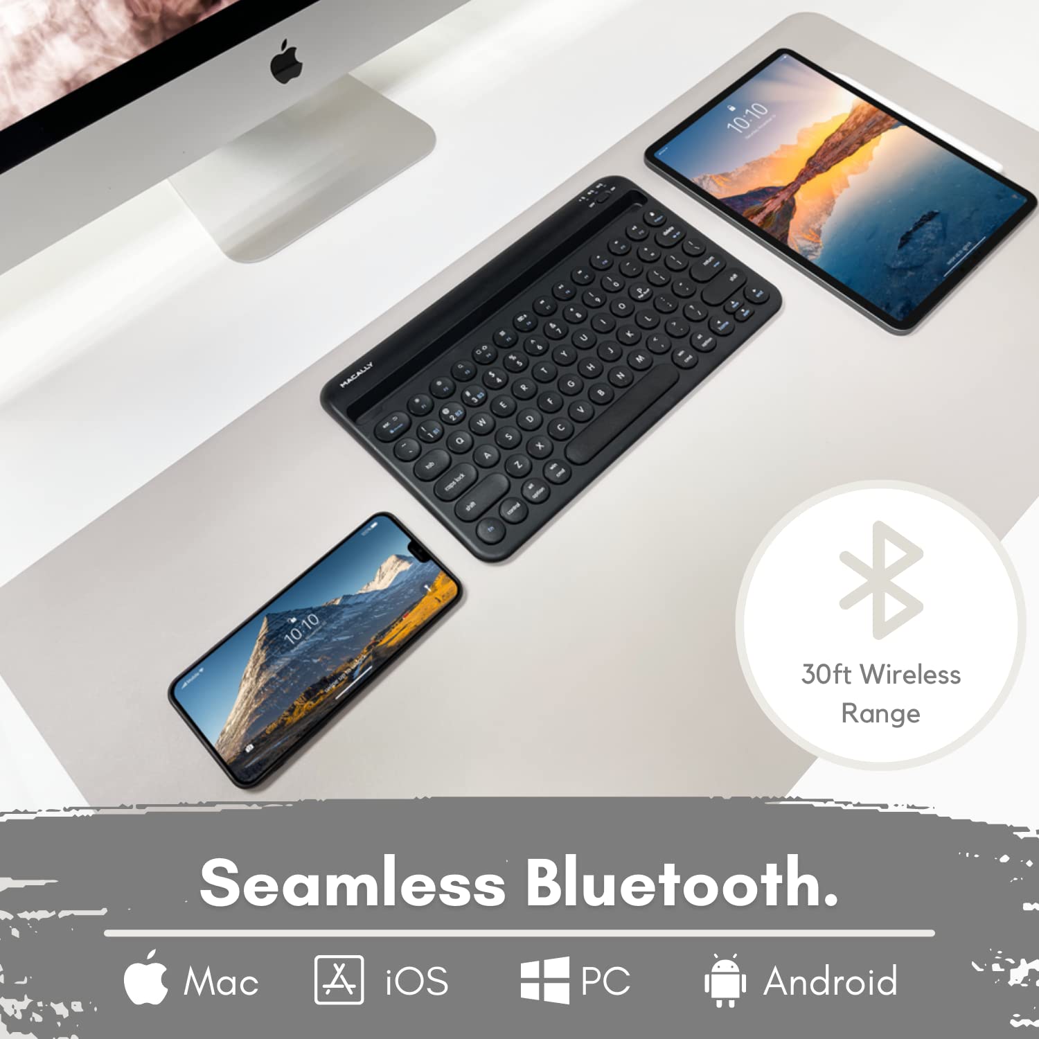 Foto 3 pulgar | Teclado Bluetooth Macally Para Iphone Ipad Tablet - Venta Internacional.