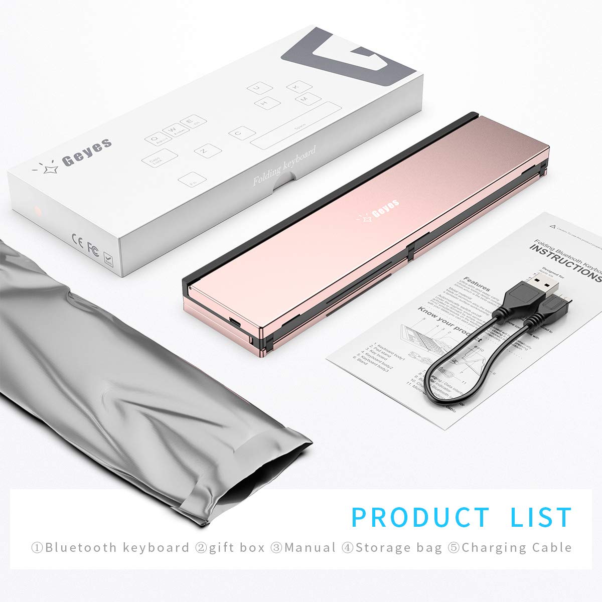 Foto 6 | Teclado Bluetooth Geyes Portátil Plegable Para Iphone 15 Pro - Venta Internacional.