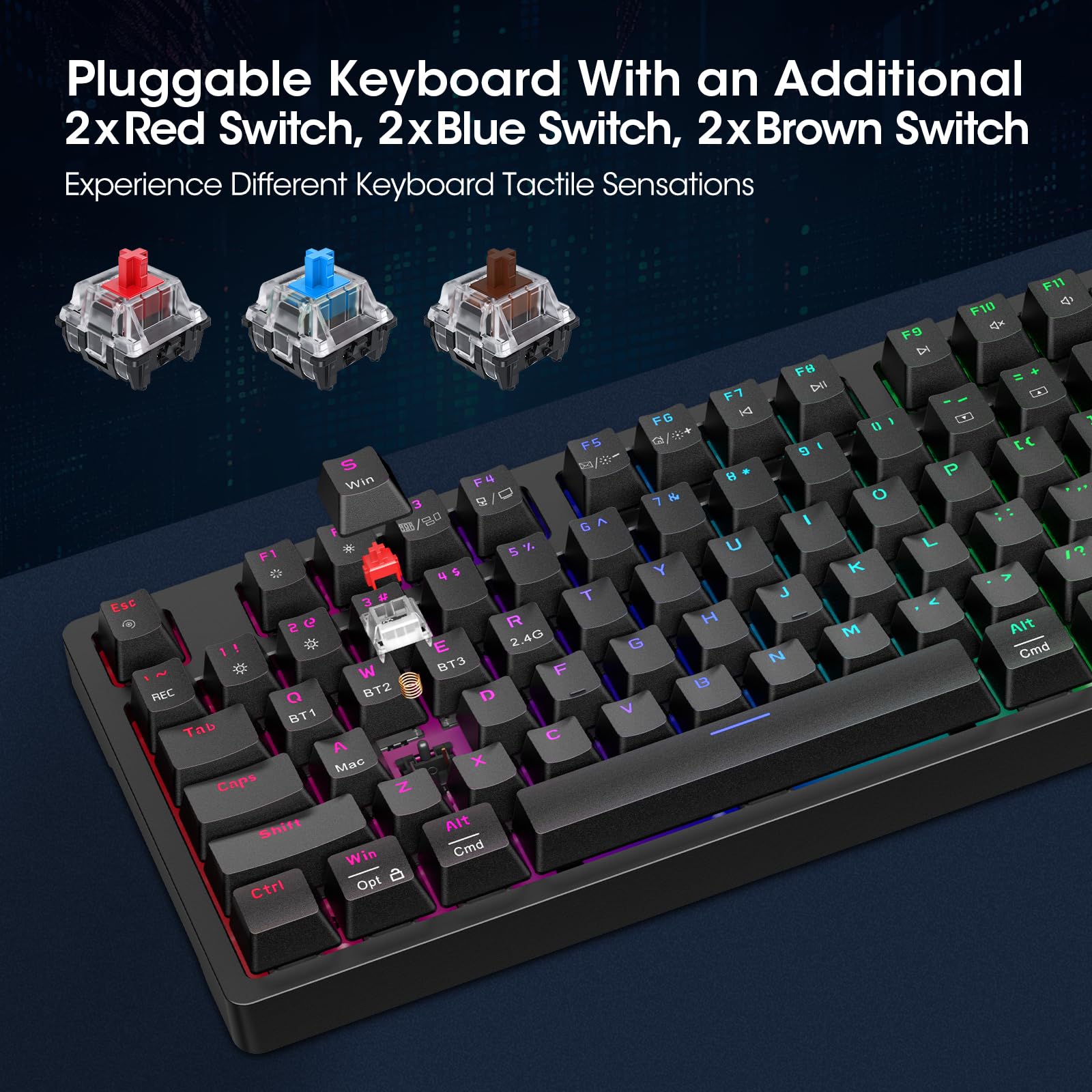 Foto 4 pulgar | Teclados Para Juegos Koorui Mk104, 104 Teclas, Interruptor Rojo Intercambiable En Caliente - Venta Internacional.