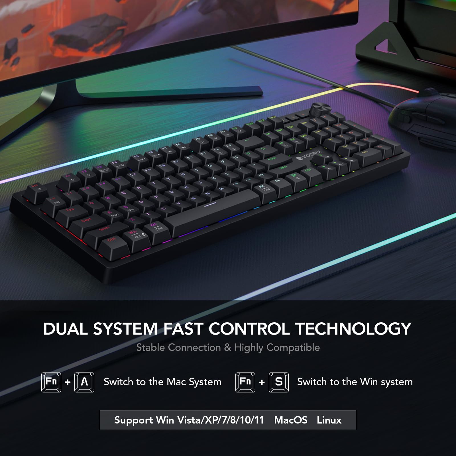 Foto 6 pulgar | Teclados Para Juegos Koorui Mk104, 104 Teclas, Interruptor Rojo Intercambiable En Caliente - Venta Internacional.