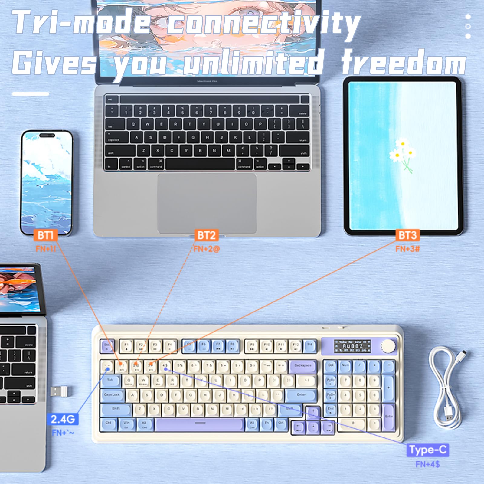 Foto 4 | Teclado Aula S99 Pro Cute Creamy Con Teclado Numérico Rgb Púrpura - Venta Internacional.