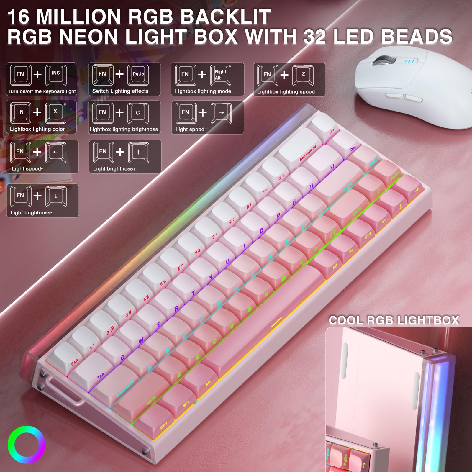 Foto 5 | Teclado Para Juegos Aula Hero 68 He 60% Cableado Con Retroiluminación Rgb - Venta Internacional.