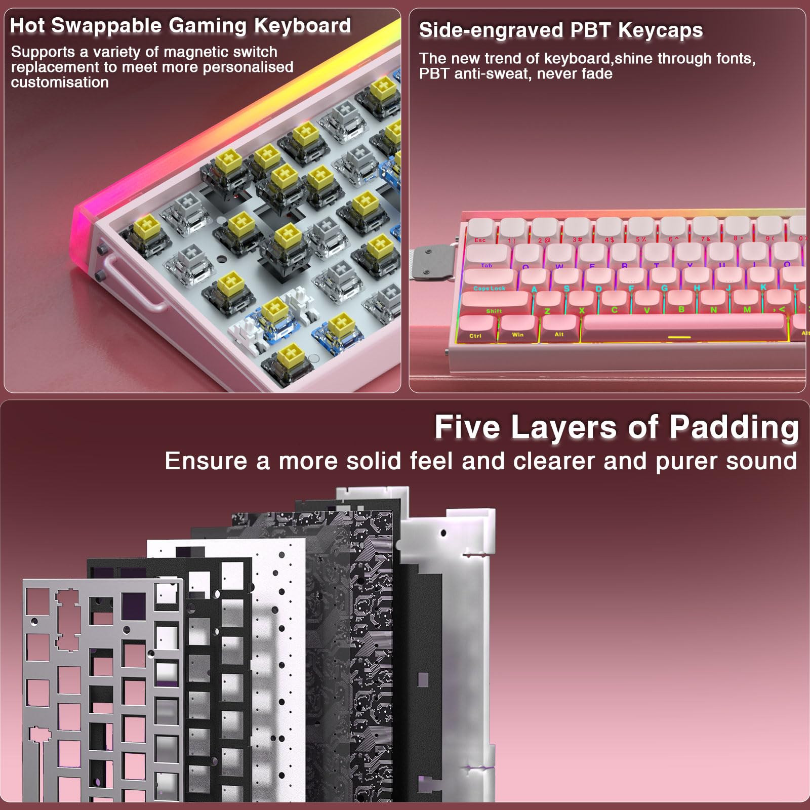 Foto 8 pulgar | Teclado Para Juegos Aula Hero 68 He 60% Cableado Con Retroiluminación Rgb - Venta Internacional.