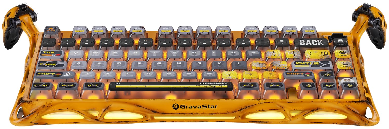 Teclado Inalámbrico Para Juegos Gravastar Mercury K1 Pro Yellow - Venta Internacional.