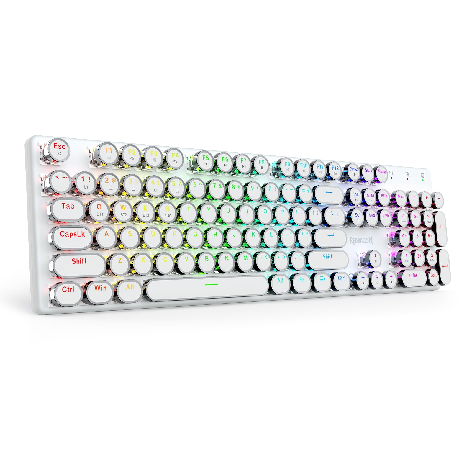 Teclado Mecánico Inalámbrico Para Juegos Estilo Máquina De Escribir Redragon K710 Bluetooth/2.4 Ghz - Venta Interna