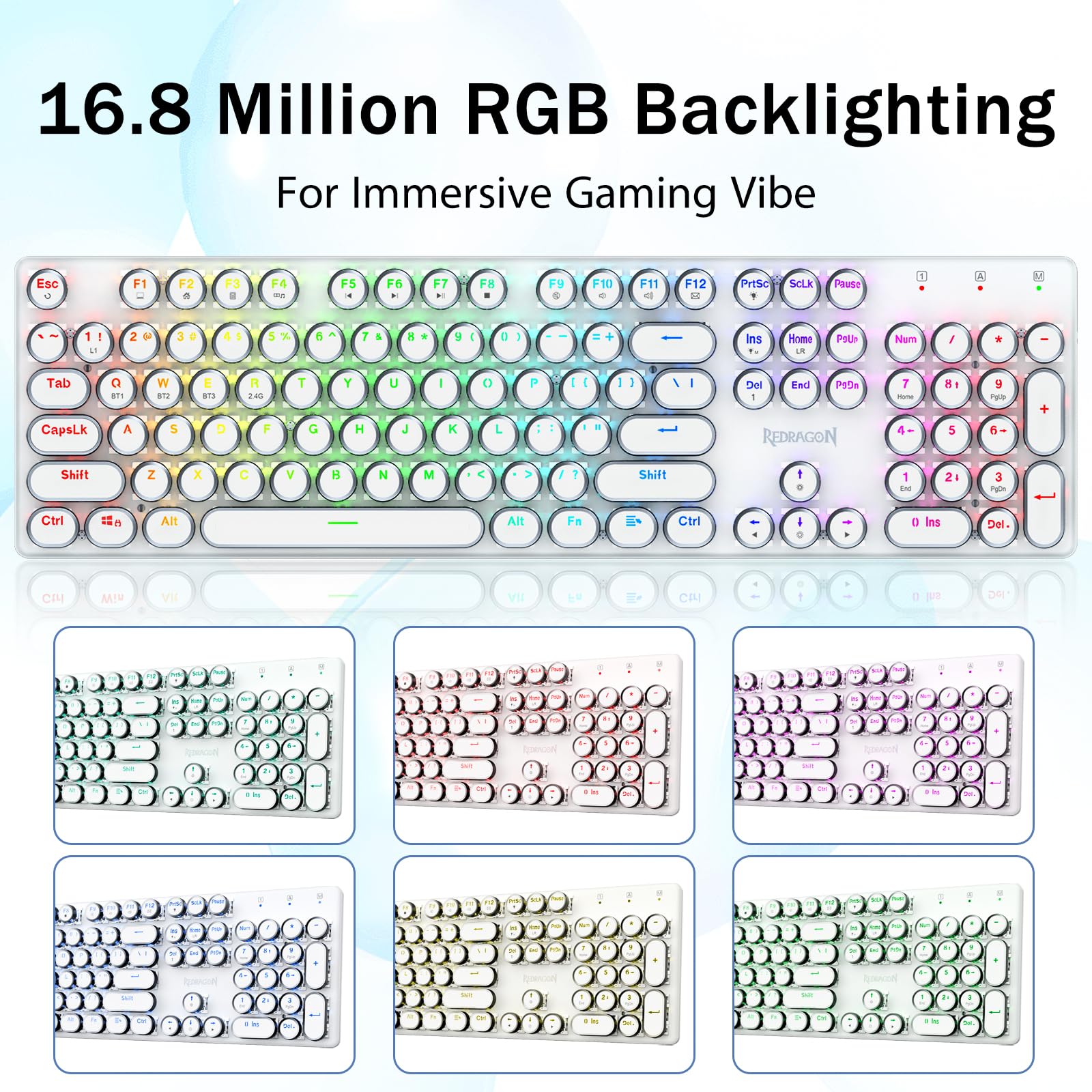 Foto 5 pulgar | Teclado Mecánico Inalámbrico Para Juegos Estilo Máquina De Escribir Redragon K710 Bluetooth/2.4 Ghz - Venta Interna