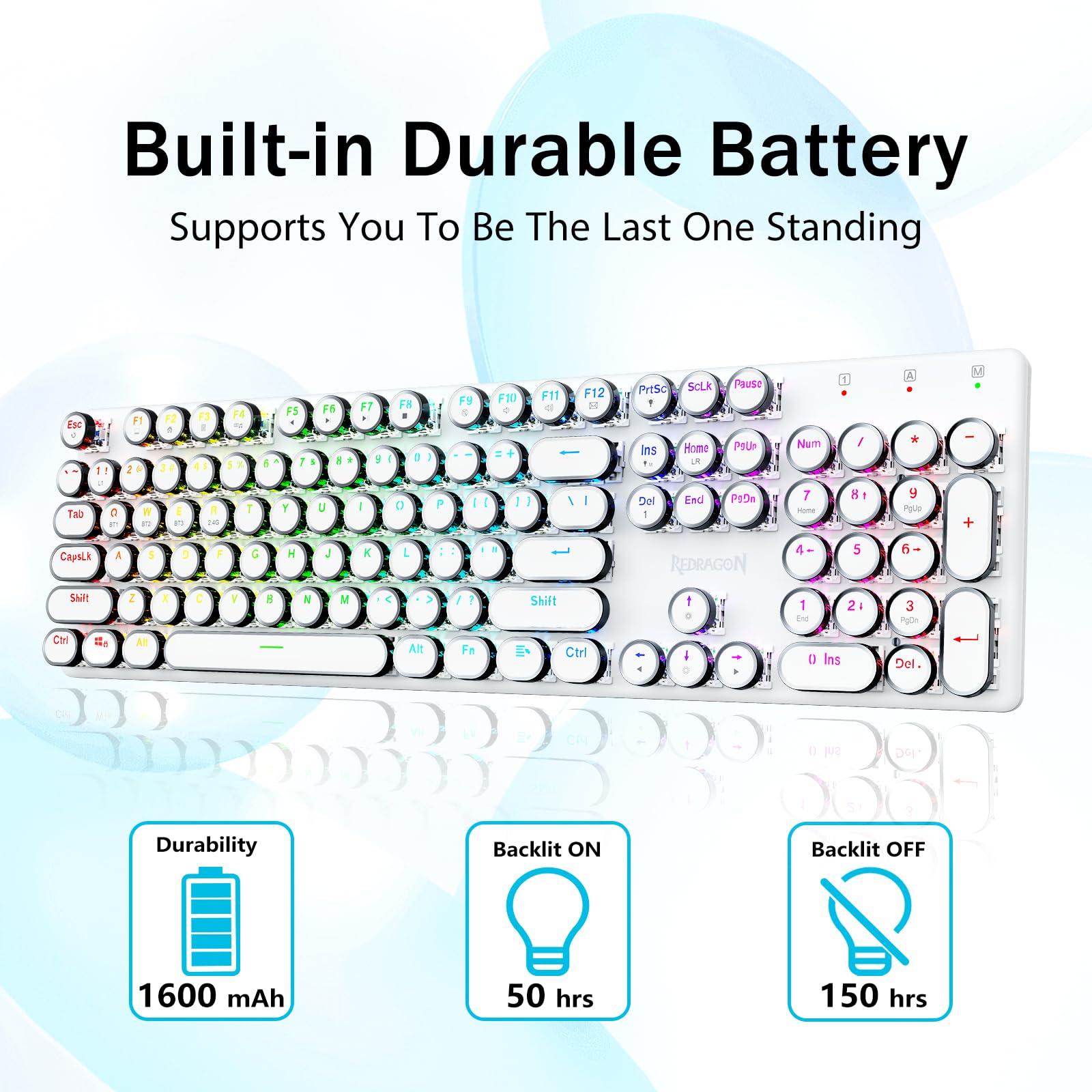 Foto 6 pulgar | Teclado Mecánico Inalámbrico Para Juegos Estilo Máquina De Escribir Redragon K710 Bluetooth/2.4 Ghz - Venta Interna