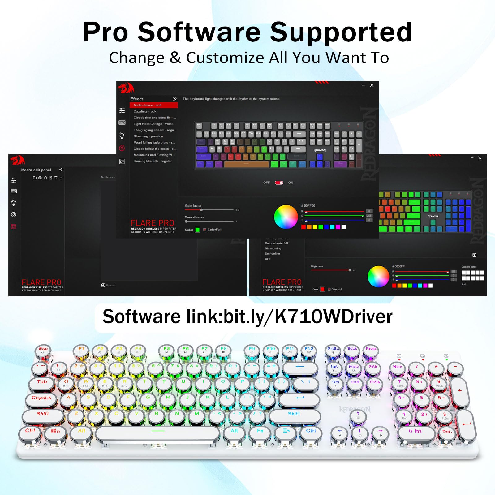 Foto 8 pulgar | Teclado Mecánico Inalámbrico Para Juegos Estilo Máquina De Escribir Redragon K710 Bluetooth/2.4 Ghz - Venta Interna