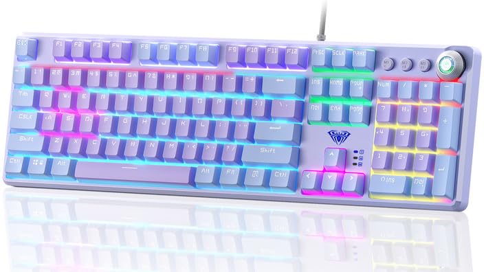 Teclado Aula F2088 Pro, 108 Teclas Rgb, Interruptores Rojos, Morado - Venta Internacional.