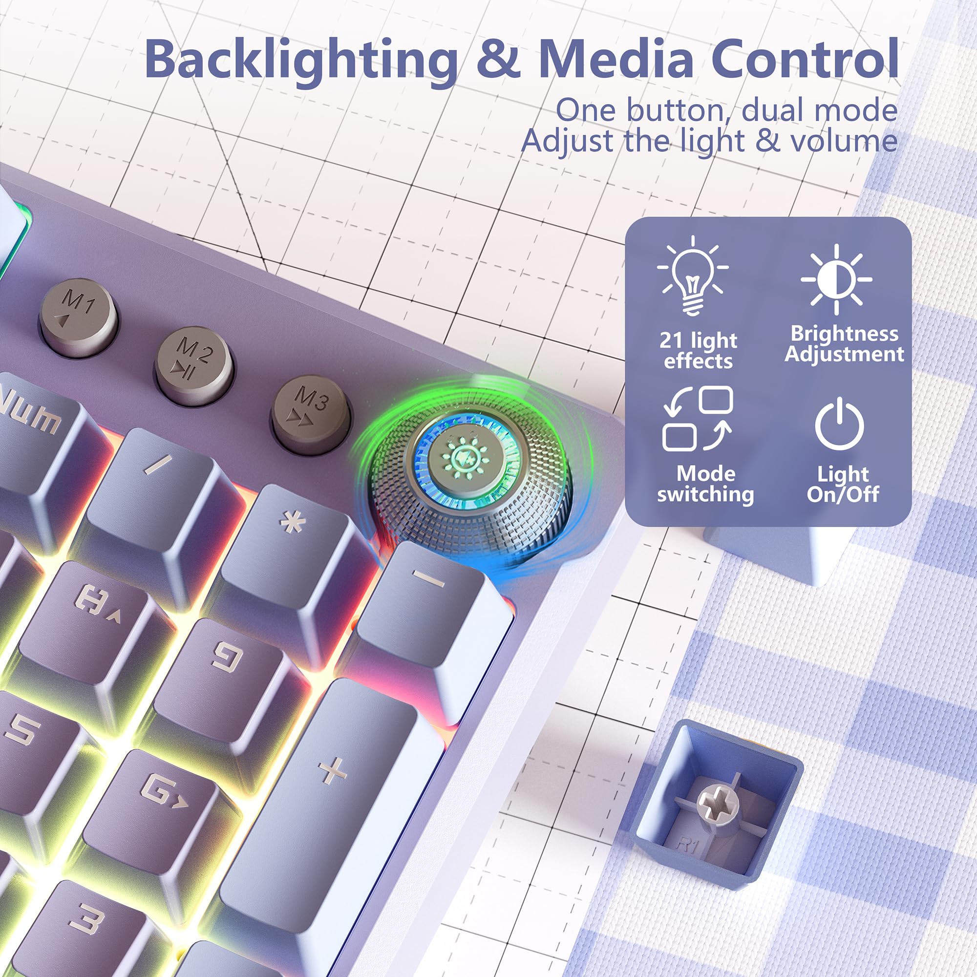 Foto 4 | Teclado Aula F2088 Pro, 108 Teclas Rgb, Interruptores Rojos, Morado - Venta Internacional.