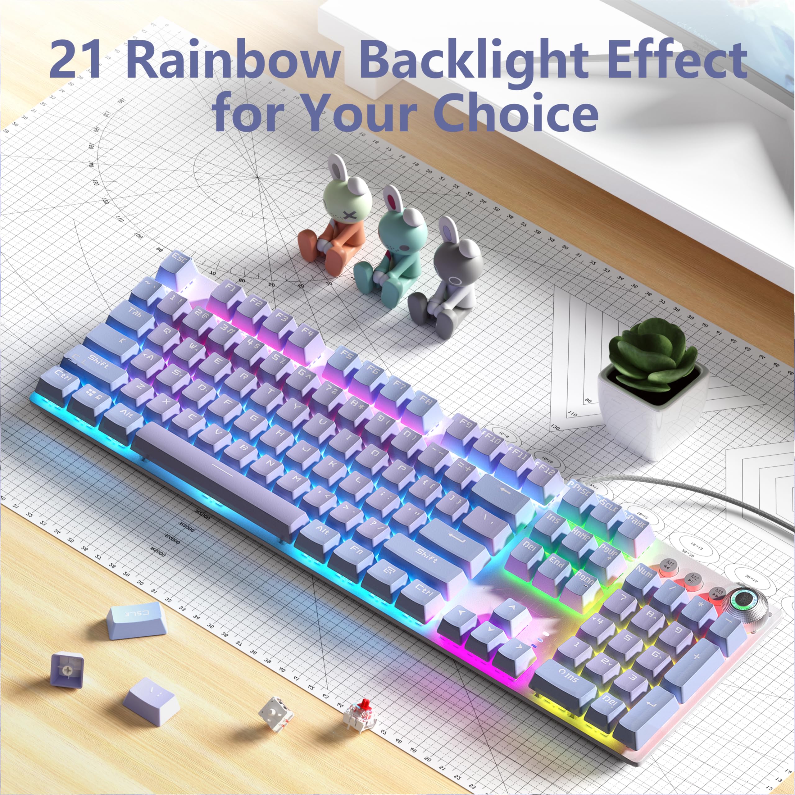 Foto 5 | Teclado Aula F2088 Pro, 108 Teclas Rgb, Interruptores Rojos, Morado - Venta Internacional.