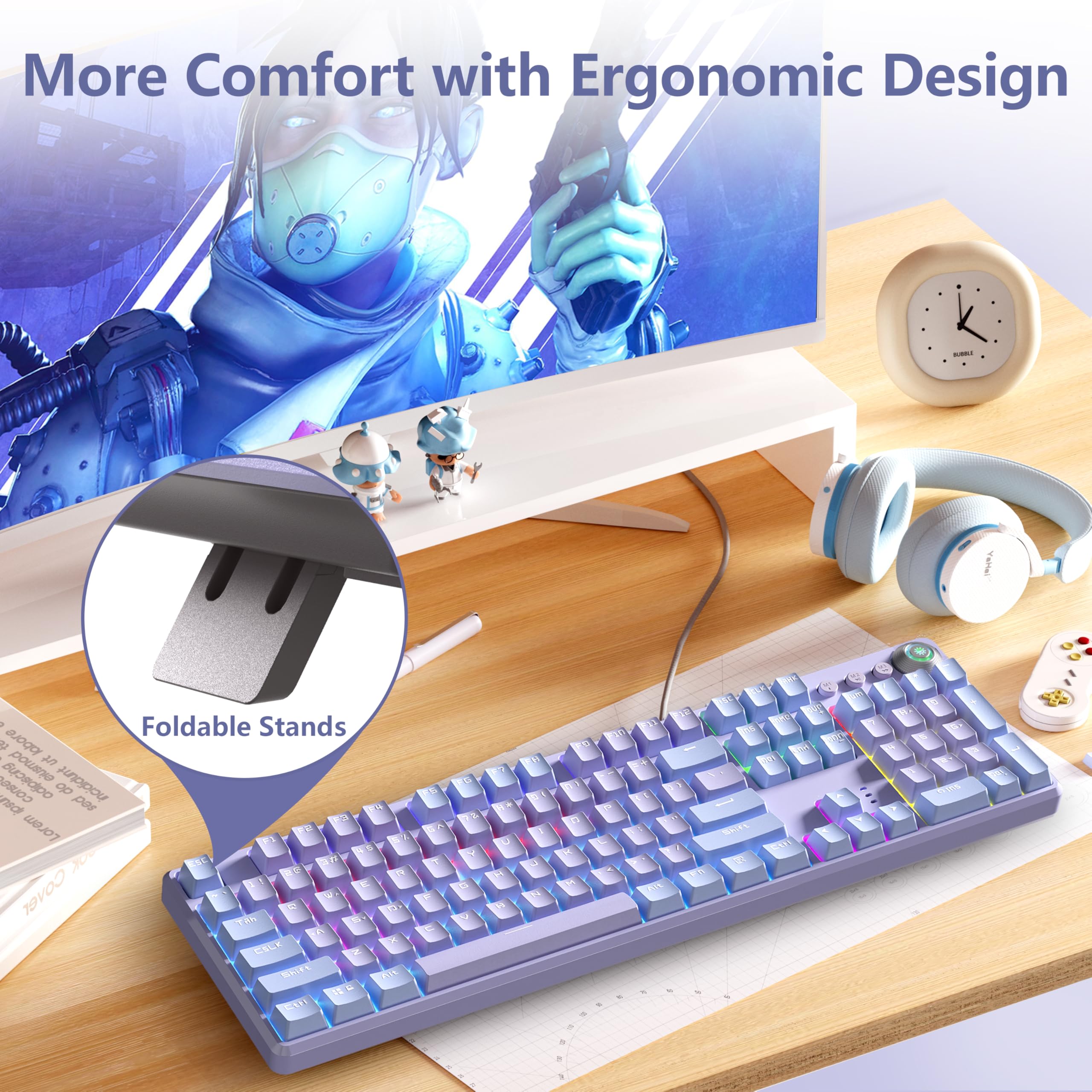 Foto 7 | Teclado Aula F2088 Pro, 108 Teclas Rgb, Interruptores Rojos, Morado - Venta Internacional.