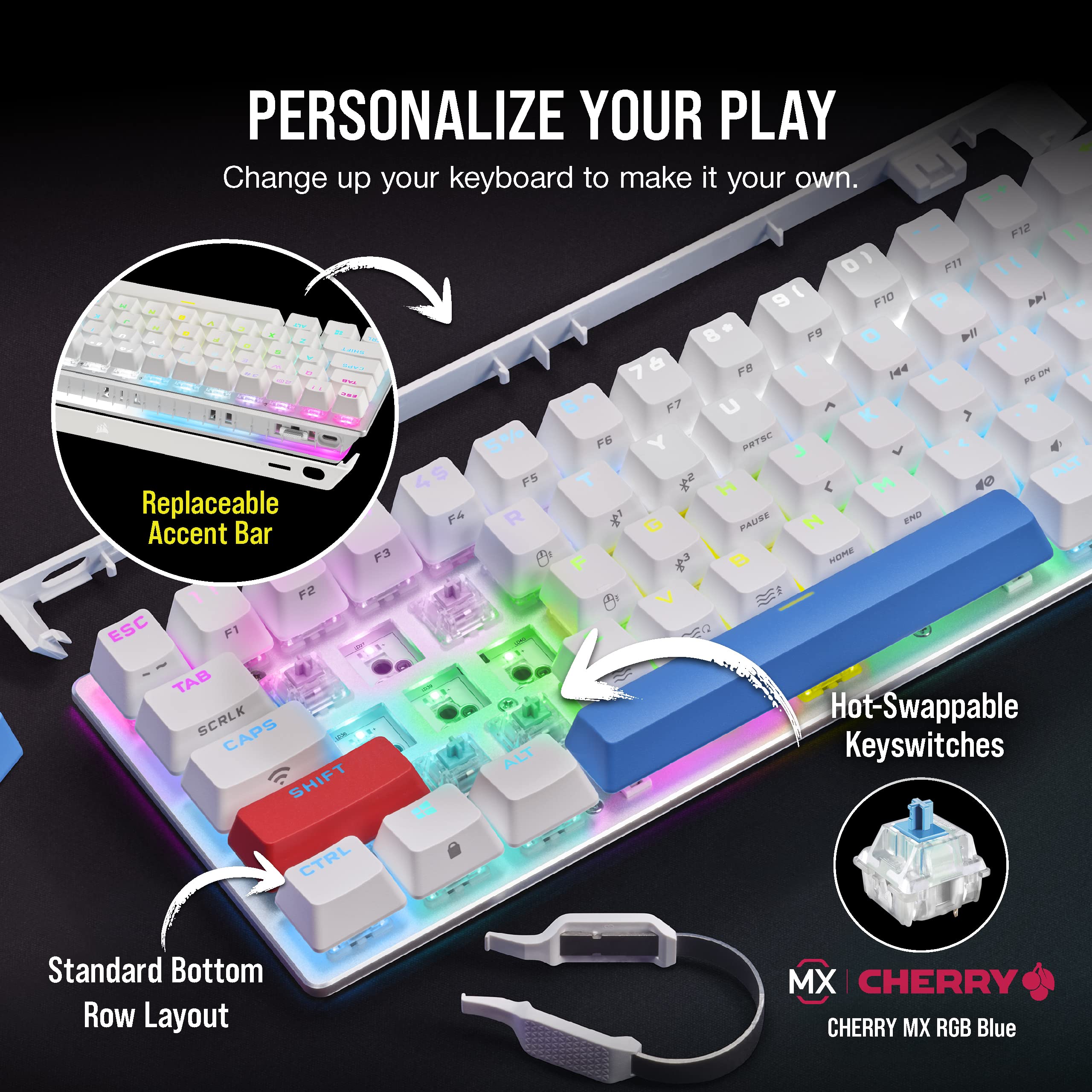Foto 4 pulgar | Teclado Corsair K70 Pro Mini Wireless Rgb 60% Qwerty Blanco - Venta Internacional.