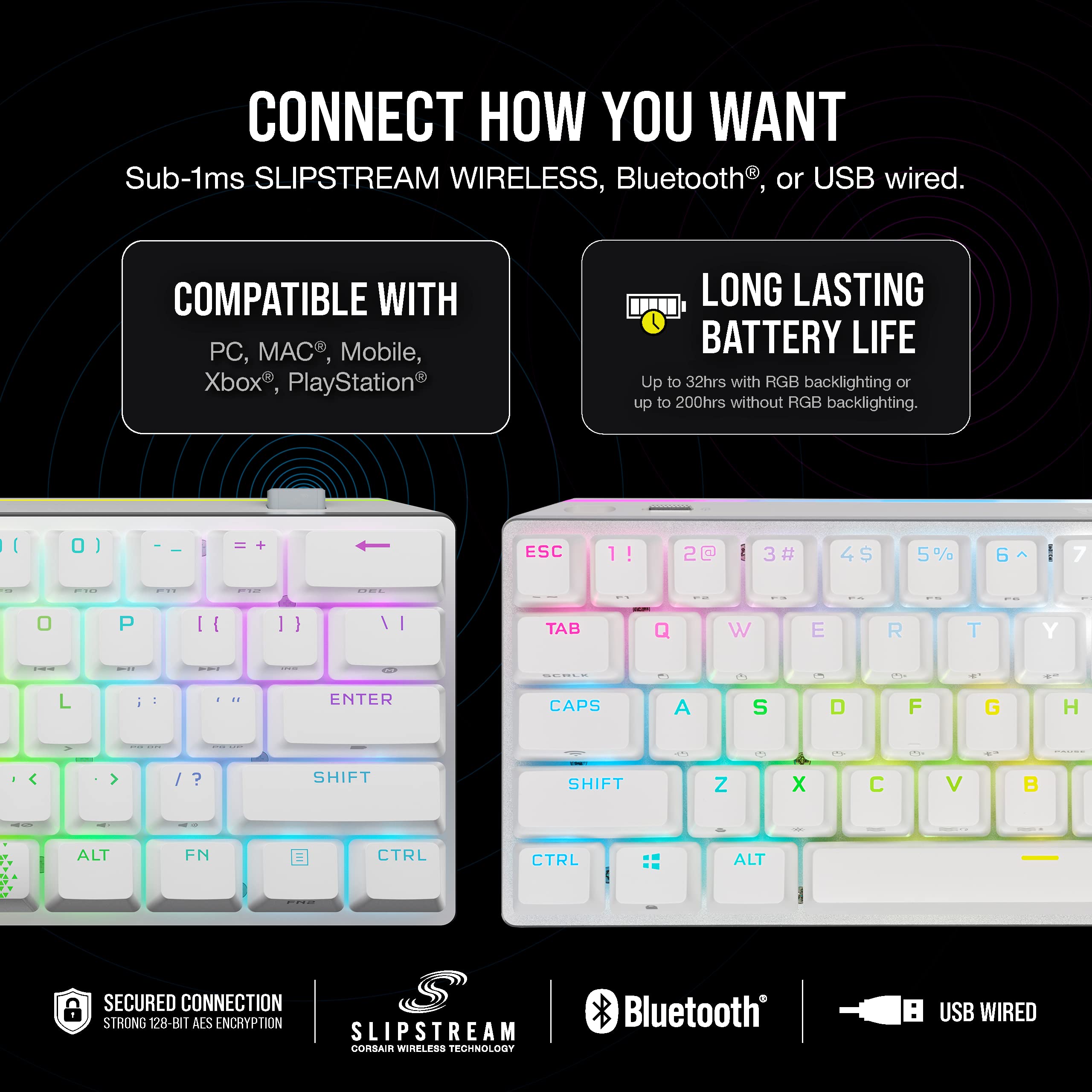Foto 5 pulgar | Teclado Corsair K70 Pro Mini Wireless Rgb 60% Qwerty Blanco - Venta Internacional.
