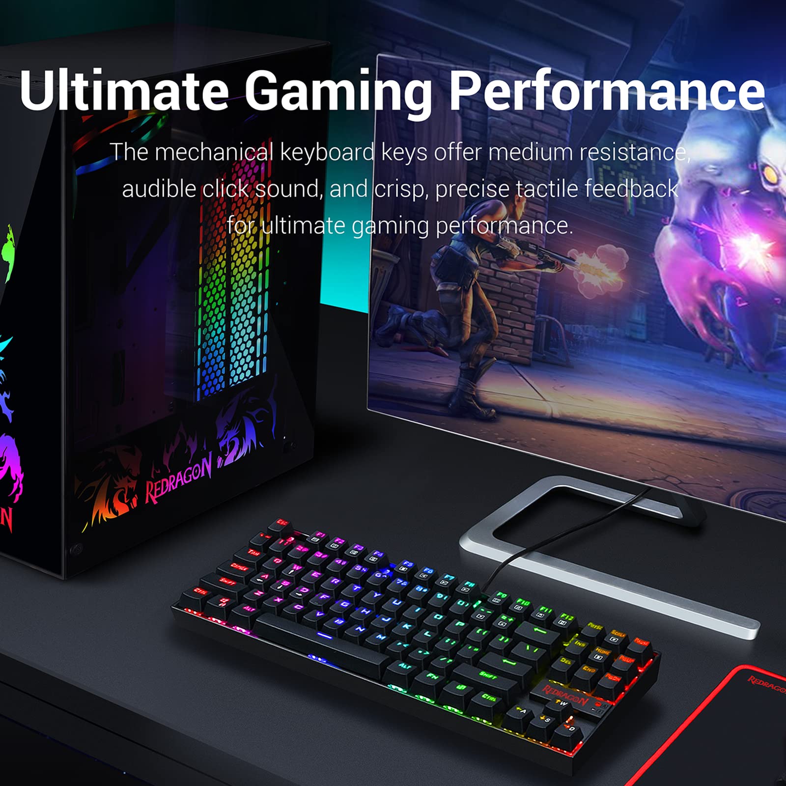 Foto 3 pulgar | Teclado Redragon K552 Pro Kumara Rgb Retroiluminado Por Led Blanco - Venta Internacional.