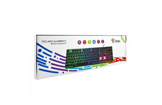 Foto 5 pulgar | Teclado Stylos Sttealled1t, Alámbrico, Usb, Negro/transparente (español)