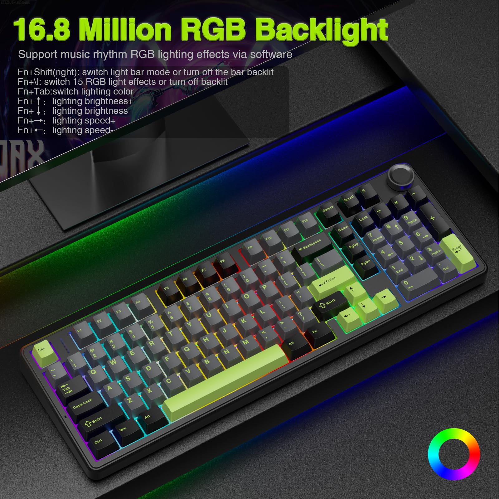Foto 5 pulgar | Teclado Mecánico Inalámbrico Aula F99 Pro Con Perilla Retroiluminada Rgb - Venta Internacional.