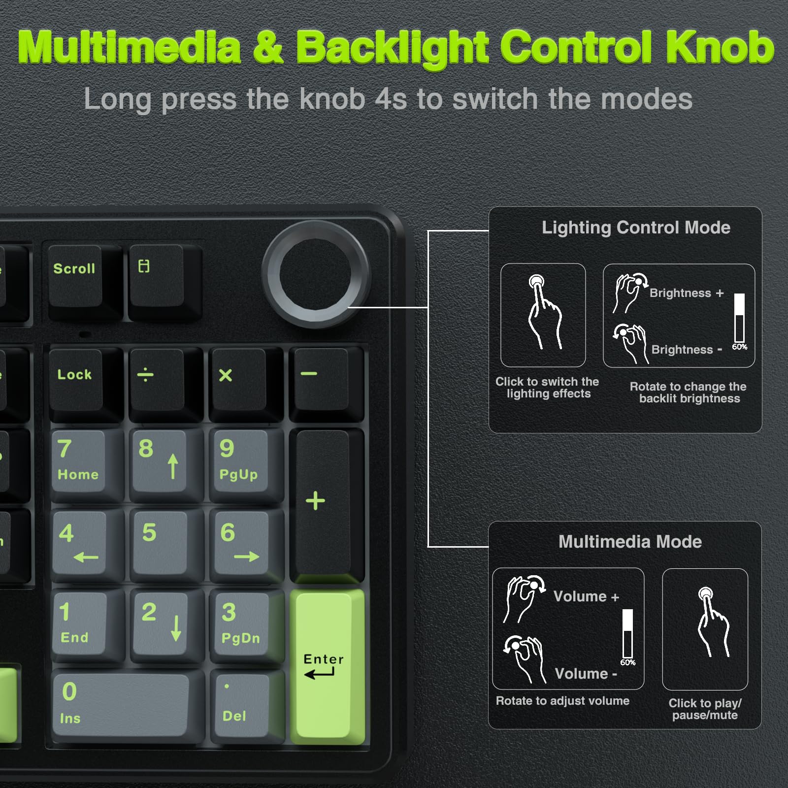 Foto 6 pulgar | Teclado Mecánico Inalámbrico Aula F99 Pro Con Perilla Retroiluminada Rgb - Venta Internacional.