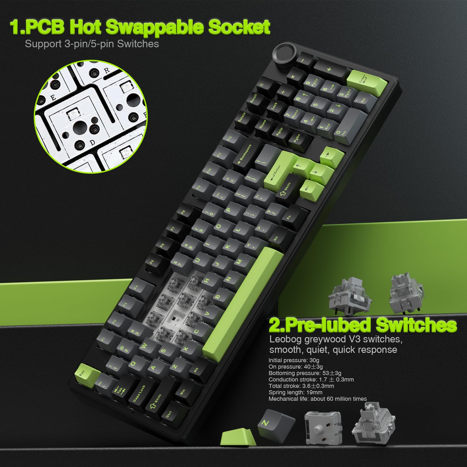 Foto 7 pulgar | Teclado Mecánico Inalámbrico Aula F99 Pro Con Perilla Retroiluminada Rgb - Venta Internacional.