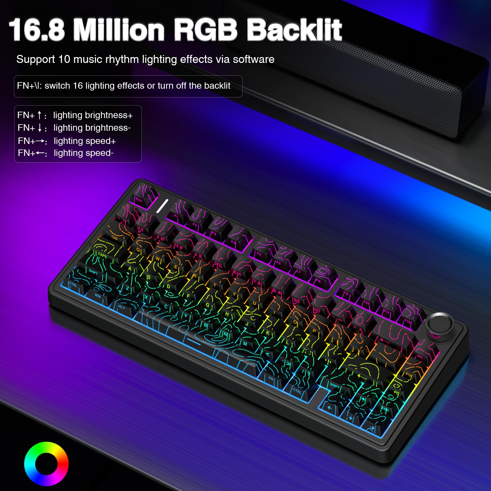 Foto 5 pulgar | Teclado Mecánico Inalámbrico Aula F75 Pro Con Retroiluminación Rgb - Venta Internacional.