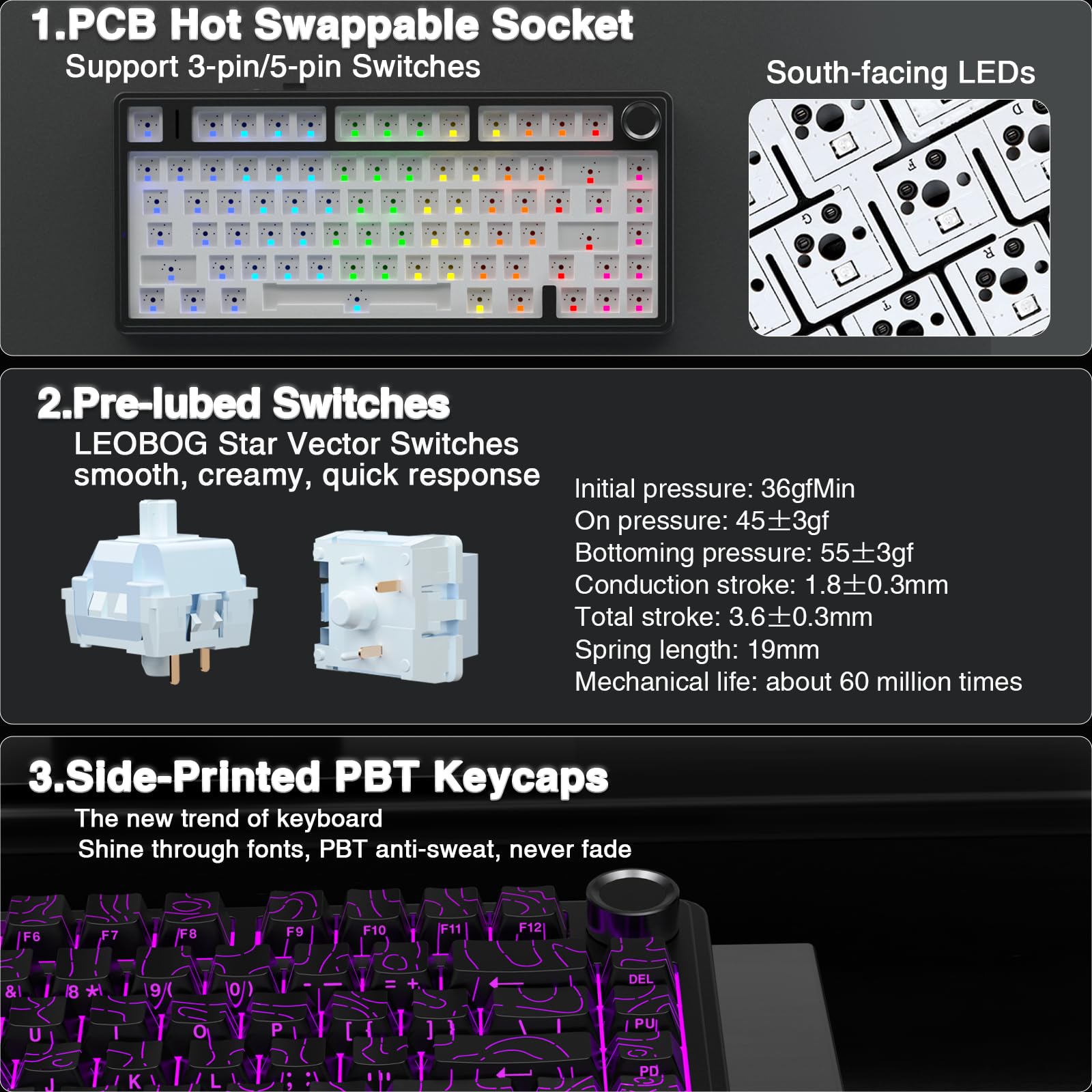 Foto 6 pulgar | Teclado Mecánico Inalámbrico Aula F75 Pro Con Retroiluminación Rgb - Venta Internacional.