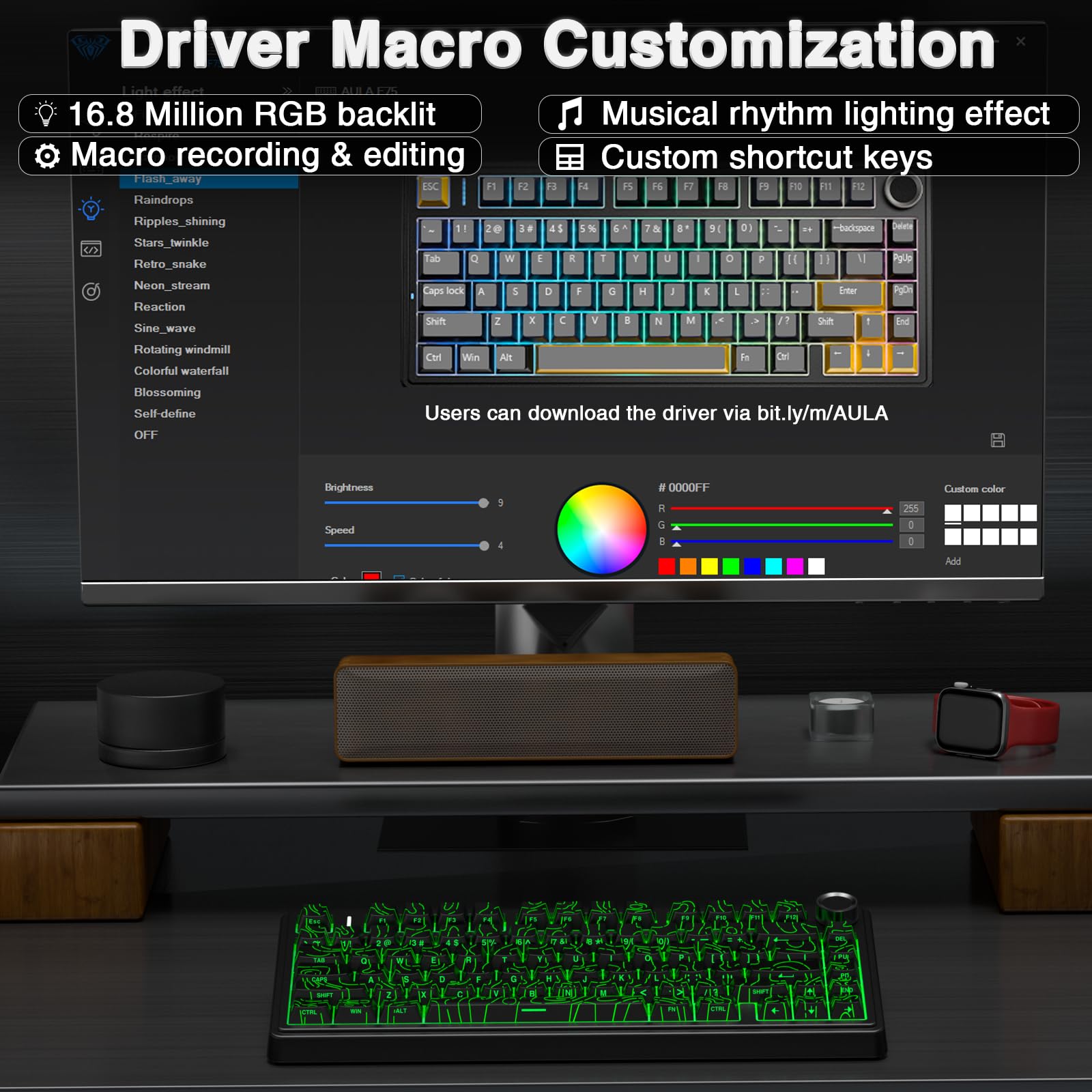 Foto 8 pulgar | Teclado Mecánico Inalámbrico Aula F75 Pro Con Retroiluminación Rgb - Venta Internacional.