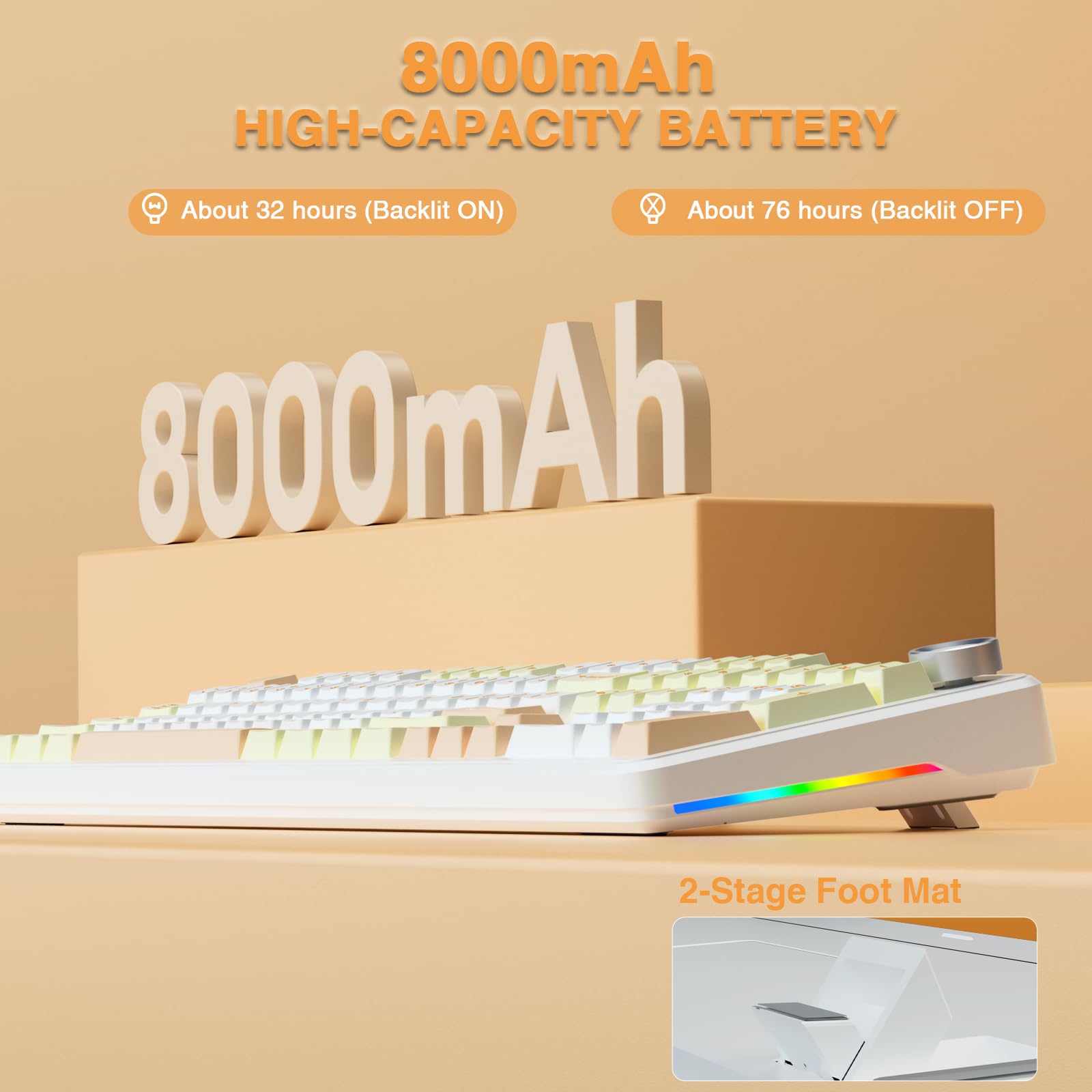 Foto 7 pulgar | Teclado Mecánico Inalámbrico Aula F108 Pro Con Batería De 8000 Mah - Venta Internacional.